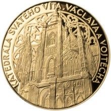 Pozlacená stříbrná medal Katedrála sv. Víta, Václava a Vojtěcha Proof