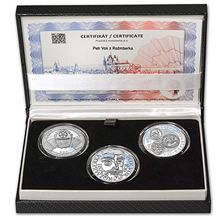 Náhled - PETR VOK Z ROŽMBERKA – návrhy mince 200 Kč - sada 3x stříbro 34mm patina