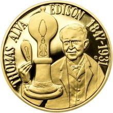 Thomas Alva Edison - 135. výročí sestrojení žárovky zlato proof