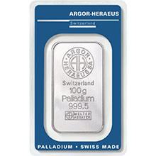 Náhled - Argor Heraeus SA 100 g Palladium - 100 gram Pd - Investiční palladiový slitek