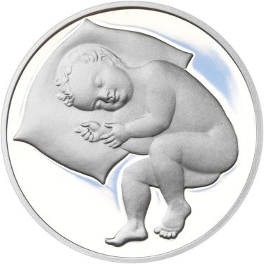 Náhled Reverzní strany - Stříbrný medailon k narození dítěte 2016 - 28 mm