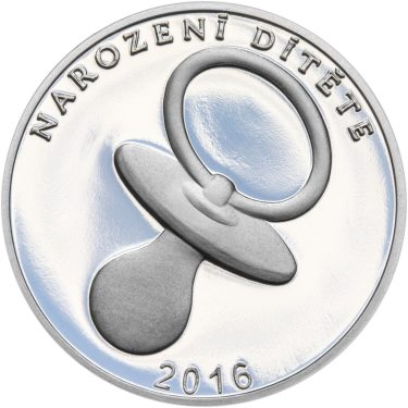 Náhled Averzní strany - Stříbrný medailon k narození dítěte 2016 - 28 mm