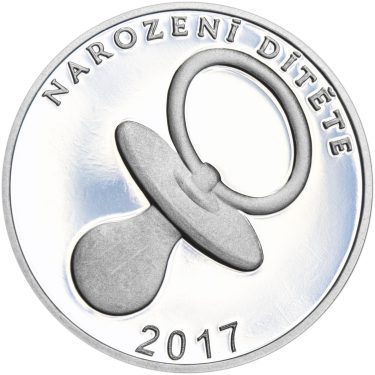 Náhled Averzní strany - Stříbrný medailon k narození dítěte 2017 - 28 mm