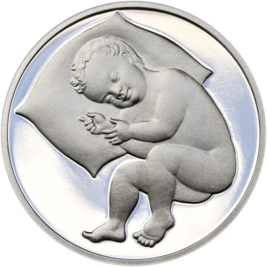 Náhled Averzní strany - Stříbrný medailon k narození dítěte 2019 - 28 mm