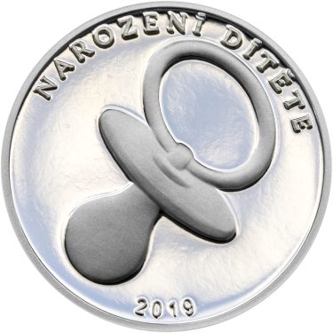Náhled Reverzní strany - Stříbrný medailon k narození dítěte 2019 - 28 mm