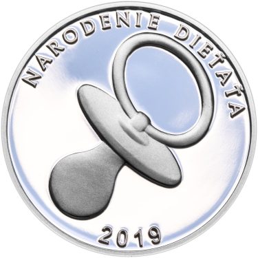 Náhled Averzní strany - Strieborný medailon k narodeniu dieťaťa 2019 - 28 mm