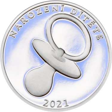 Náhled Averzní strany - Stříbrný medailon k narození dítěte 2021 - 28 mm