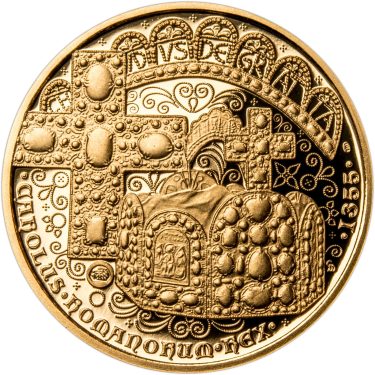 Náhled Reverzní strany - Sada zlatého dukátu a stříbrného odražku Karel IV. římský císař - proof