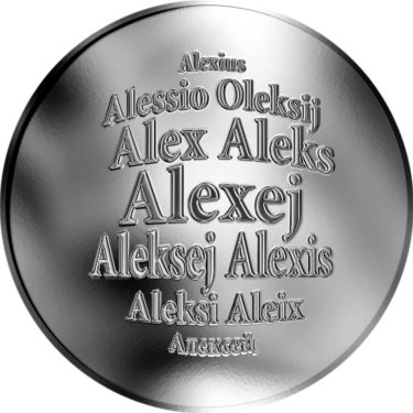 Náhled Averzní strany - Česká jména - Alexej - velká stříbrná medaile 1 Oz