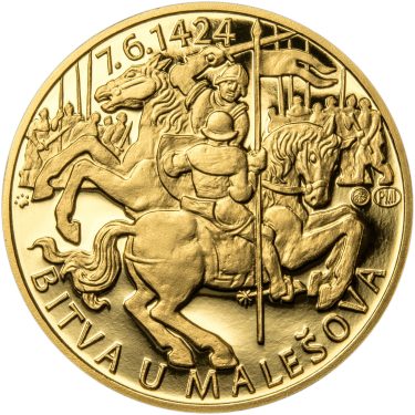 Náhled Averzní strany - Bitva u Malešova - 590. výročí zlato proof