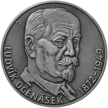 Náhled Averzní strany - Ludvík Očenášek - 145. výročí narození stříbro patina