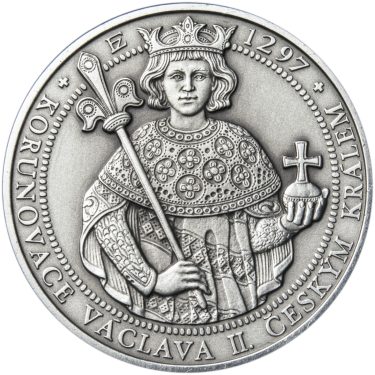 Náhled Averzní strany - Korunovace Václava II. českým králem  - stříbro patina
