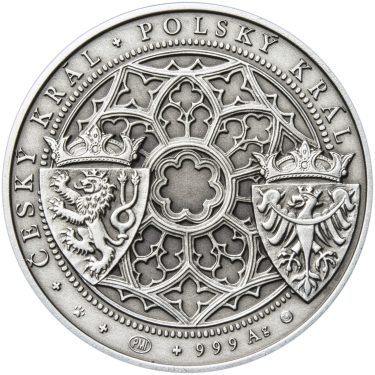 Náhled Reverzní strany - Korunovace Václava II. českým králem  - stříbro patina