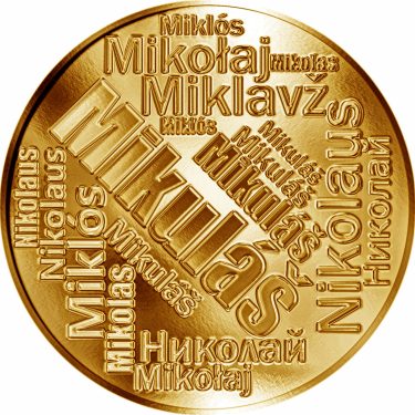Náhled Averzní strany - Česká jména - Mikuláš - velká zlatá medaile 1 Oz