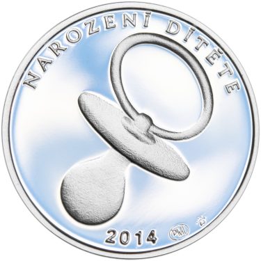 Náhled Reverzní strany - Stříbrný medailon k narození dítěte 2014