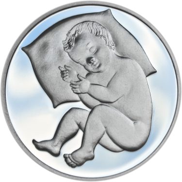 Náhled Averzní strany - Stříbrný medailon k narození dítěte 2013