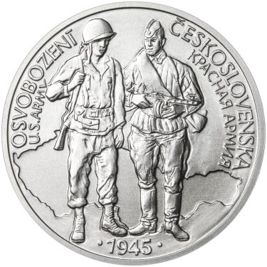 Náhled Averzní strany - Osvobození Československa 8.5.1945 - 28 mm stříbro b.k.
