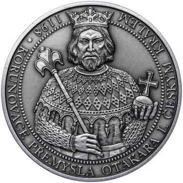 Náhled Averzní strany - 810 let od korunovace Přemysla Otakara I. českým králem - stříbro patina