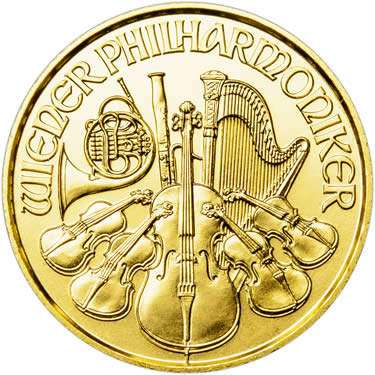 Náhled Averzní strany - Wiener Philharmoniker 1/10 Oz - Investiční zlatá mince