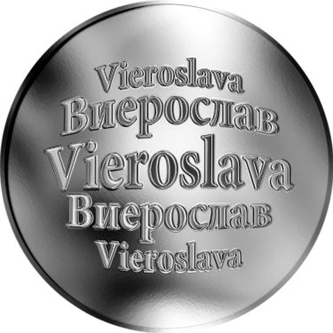 Náhled Averzní strany - Slovenská jména - Vieroslava - velká stříbrná medaile 1 Oz