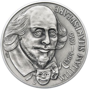 Náhled Averzní strany - William Shakespeare - 450. výročí narození stříbro patina